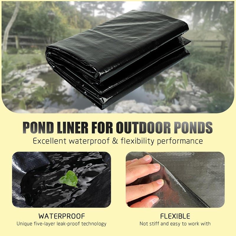 yeezo 20x25FT Reinforced PE Pond Liner, KOI Pond Liners for Outdoor Ponds, Enhanced 5-Layer Structure Pond Liner for Fish, Duck, Garden Raised Bed and Waterscape Pond(0.82oz/sq ft Thickness) - Image 4
